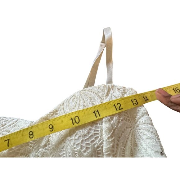 White Lace & Pink Pleated Sleeveless Dress Back Tie Raw Hem By Olive Tree Sz S - Picture 8 of 9